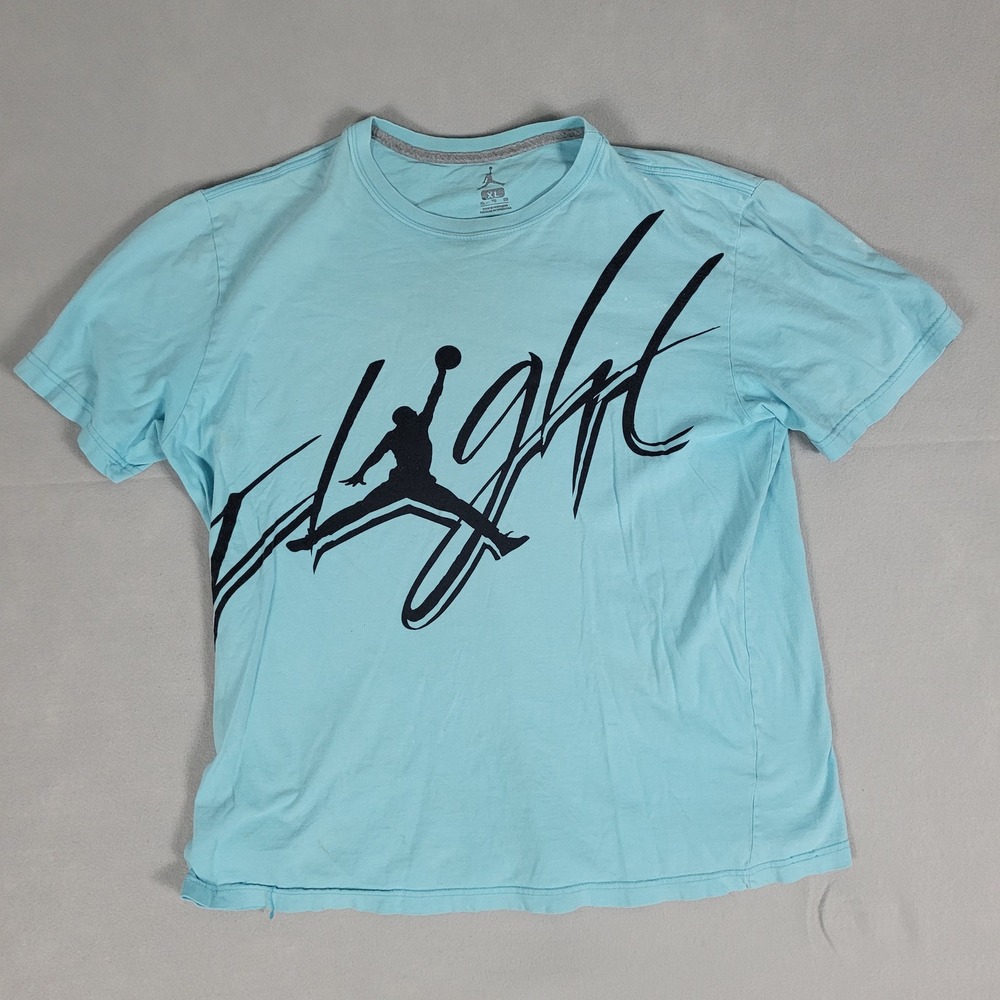 Jordan Flight T-Shirt Mens XL Blue Good Y2K Jumpman Graphic Tee
